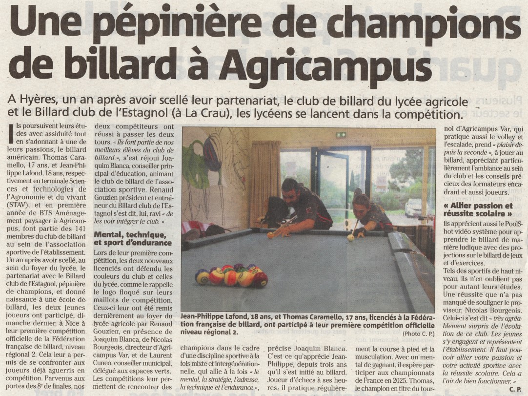 Les jeunes du BCE dans Var Matin